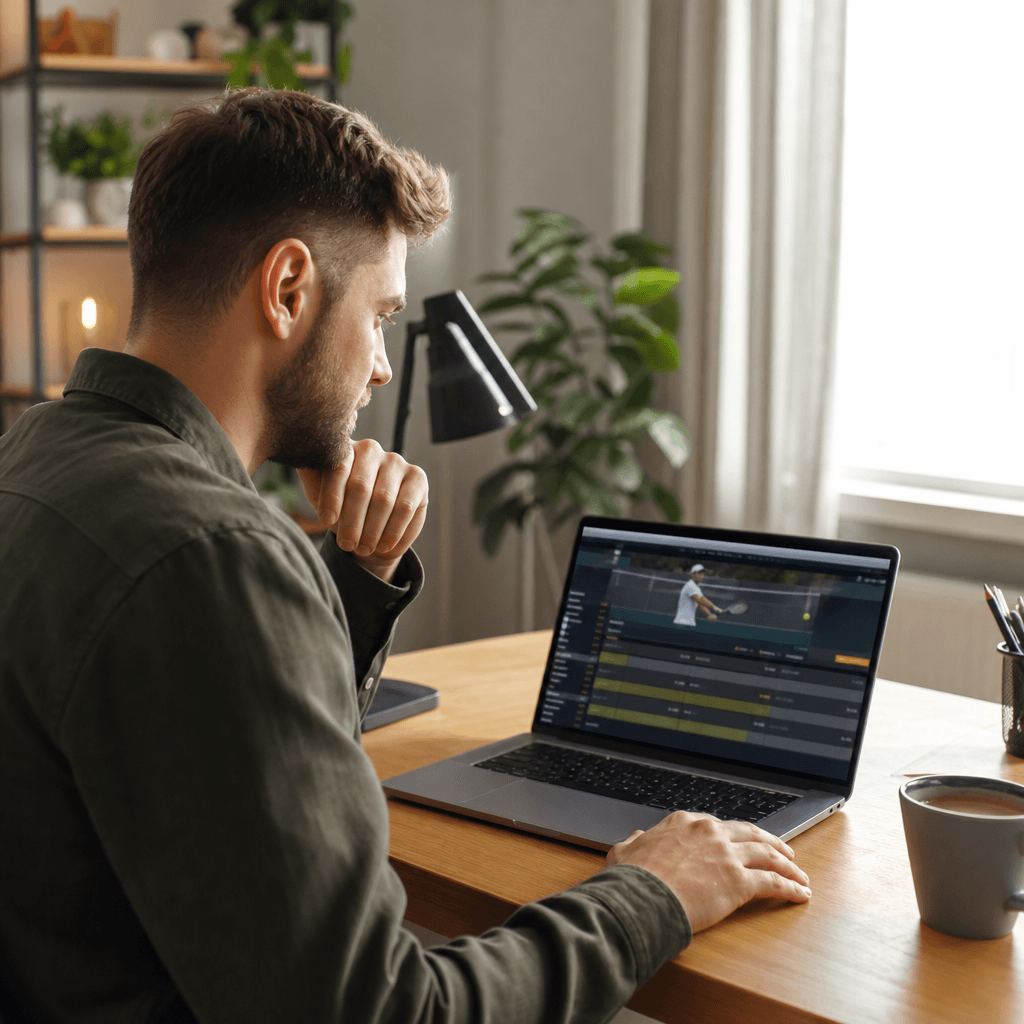 Ontario bettor using a laptop to place a sports bet