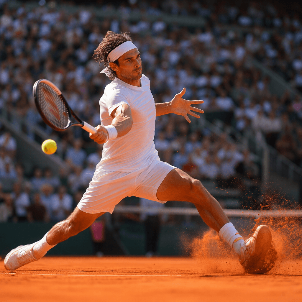 Professional tennis player at the baseline
